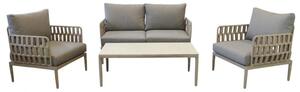 Salotto da giardino in alluminio rivestimento in corda con cuscini Sain - Beige