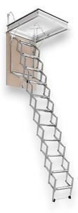 Scala a pantografo retrattile in acciaio con botola in legno 11 gradini H300 cm -