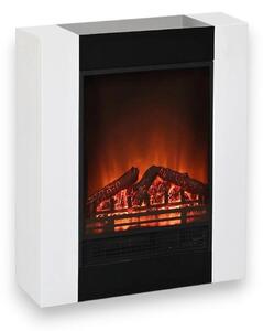 Caminetto elettrico 750-1500 Watt in acciaio e legno bianco con effetto fiamma realistica 59x23xH74 cm