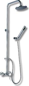 Set colonna doccia telescopica cromo con soffione e doccetta in abs