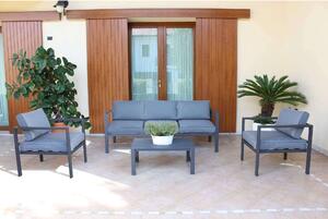 Salotto da giardino 5 posti con struttura in alluminio divano poltrone e tavolino Eracle - Black