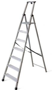 Scala in alluminio con gradini e pedana antiscivolo normativa EN131 sicurezza e comodità di salita - 7 gradini 56x134xH237 cm