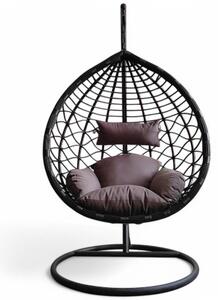 Dondolo sospeso antracite struttura in metallo con seduta in wicker 195x105x120cm