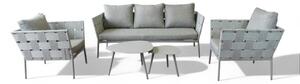Salotto da giardino tortora in alluminio con cuscini 3 posti struttura robusta design moderno comodo elegante arredo esterno