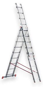 Scala tripla alta multiuso in alluminio a tre elementi 7+7+7 gradini Marchetti