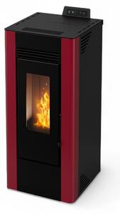 Stufa a pellet ventilata canalizzata in acciaio 11.61 Kw bordeaux e nera 47x46xH102 cm A+ Clever