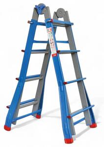 Scala multiuso in alluminio con gradini richiudibile versatile resistente per lavori interni ed esterni casa ufficio officina - 5+5 gradini