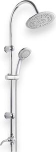 Set colonna doccia in acciaio tonda cromata con soffione mono getto e doccetta in ABS 5 getti cromata