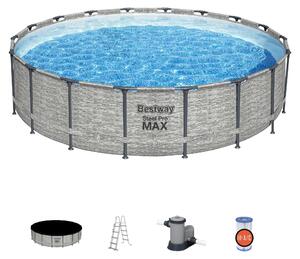 Piscina con struttura rotonda Steel Pro MAX effetto pietra 549x122 cm Bestway 5618Y