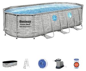 Piscina Ovale rattan con Oblò Power Steel Swim Vista 549x274x122 cm Bestway 56716