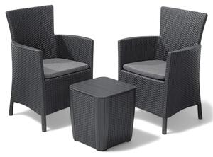 Salotto per esterno in resina effetto rattan 2 poltrone e 1 tavolino con cuscini Iowa Balcony