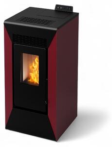 Stufa a pellet ventilata 8 Kw in acciaio e vetro Vetroceramicato 44x45xH97 cm A+ bordeaux e nera Star 9