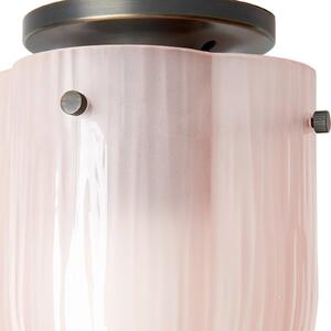 Plafoniera Gubi Seine, ottone antico, vetro rosa corallo
