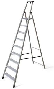 Scala in alluminio con gradini e pedana antiscivolo normativa EN131 sicurezza e comodità di salita - 9 gradini 62x166xH286 cm