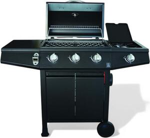 Barbecue a gas 3 bruciatori + fornello laterale con struttura in acciaio nero Mini
