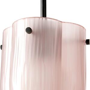 Lampada a sospensione Gubi Seine, ottone antico, vetro rosa corallo