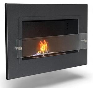 Camino biocamino a bioetanolo da parete o incasso black bruciatore inox cm 65x15x40h