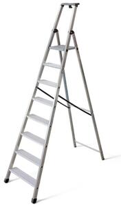 Scala in alluminio con gradini e pedana antiscivolo normativa EN131 sicurezza e comodità di salita - 8 gradini 59x15xH262 cm
