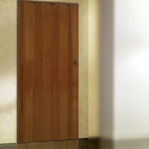 Porta a soffietto effetto legno in pvc rigido con maniglia 82x214 cm - Ciliegio