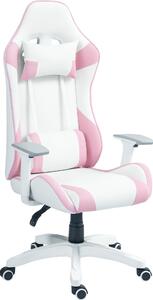 Sedia da gioco e da ufficio HOMCOM ergonomica con cuscino lombare e poggiatesta, rosa