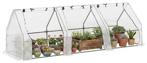 Outsunny Serra a Tunnel da Giardino con 3 porte avvolgibili, struttura in acciaio e copertura in PE, 270x90x90cm, Bianco | Aosom Italy