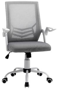 Vinsetto Sedia da Ufficio Ergonomica con Braccioli e Supporto Lombare, in Tessuto Effetto Lino, 62.5x55x94-104 cm, Grigia | Aosom Italy