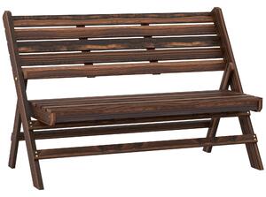Outsunny Panchina da Giardino da 2 Posti Pieghevole, Panchina da Esterno a Doghe in Legno di Pino, Panca per Terrazza Patio e Cortile, 122x63x83 cm, Carbonizzato | Aosom Italy