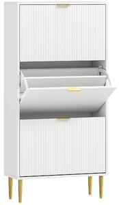 HOMCOM Scarpiera Slim per 18 Paia di Scarpe con 3 Cassetti a Ribalta e Ripiani Regolabili, 60x24x128 cm, Bianco | Aosom Italy