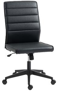HOMCOM Sedia da Ufficio Ergonomica e Regolabile con Schienale Ricurvo, in Pelle PU e Acciaio, 58x53x97-107 cm, Nero | Aosom Italy