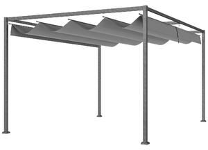 Outsunny Pergola Gazebo da Esterno 4x3 m con Tettuccio Retrattile in Metallo e Poliestere, Grigio Scuro | Aosom Italy