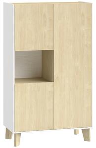 HOMCOM Credenza Cucina, Mobile Cucina a 6 Scomparti con Ante Soft Close per Soggiorno, Salotto, Bianco e Color Legno | Aosom Italy