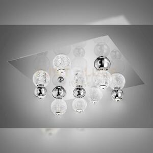 Brillante plafoniera quadrata cromo con sfere cromate, led 40w, lum