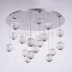 Diamante plafoniera, acrilico trasparente, struttura cromata, led 7