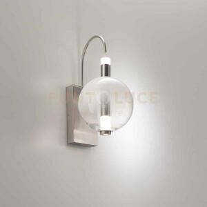 Lampada da parete aurora, nichel satinato con vetro bianco 10w 850l