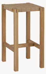 Sgabello alto in legno di quercia con seduta intrecciata Toli