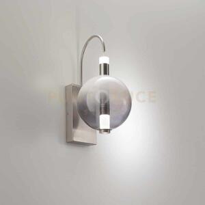 Lampada da parete aurora, nichel satinato con vetro fumè 10w 850lm 
