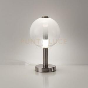Lampada da tavolo aurora, nichel satinato con vetro bianco 10w 850l