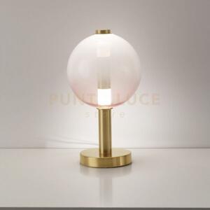 Lampada da tavolo aurora, oro satinato con vetro rosa 10w 850lm 300