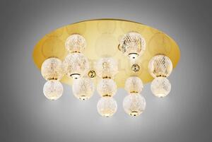Diamante plafoniera rotonda, acrilico trasparente, cornice oro bril