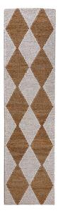 Passatoia bianca/di colore naturale in misto iuta tessuta a mano 80x230 cm Effie Diamond – Flair Rugs