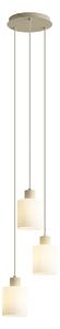Lampada a sospensione scandinava beige con vetro bianco rotondo a 3 luci - Wisp
