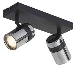 Faretto da soffitto nero con vetro fumé 2 luci orientabile e inclinabile - Gianni