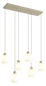 Lampada a sospensione scandinava beige con vetro bianco 6 luci - Wisp