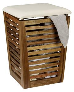 Cesta per il bucato colore naturale scuro in legno 55 l Fondi – Wenko