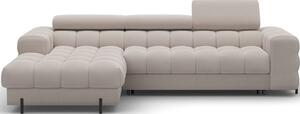 Divano angolare beige allungabile/con contenitore (con penisola a sinistra/con chaise lounge) e rivestimento in velluto Felro – ELTAP
