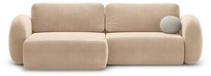 Divano angolare beige allungabile/con contenitore con rivestimento in velluto Tonale – Cosmopolitan Design