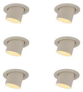 Set di 6 faretti da incasso beige GU10 50mm rotondi orientabili e inclinabili - Installa