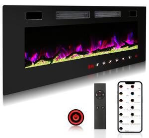 Camino elettrico da incasso Vigevee, dimensioni 127 x 46 x 8 cm, con controllo tramite app e touch screen