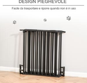PawHut Cancellino per Cani Taglia Piccola e Media Pieghevole a 5 Pannelli, in Metallo e Plastica, 300x3x74.5 cm, Nero
