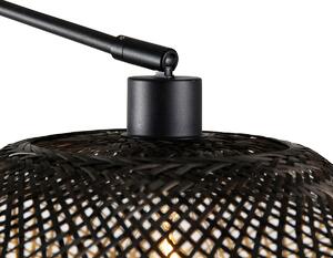Lampada da parete nera con paralume in rattan 50 cm regolabile - Blitz